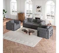 YAIXBNG Divano letto in ciniglia 2 in 1 con vano portaoggetti nel bracciolo, tre telai in metallo e diverse opzioni di configurazione