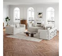 YAIXBNG Divano letto in ciniglia 2 in 1 con vano portaoggetti nel bracciolo, tre telai in metallo e diverse opzioni di configurazione.