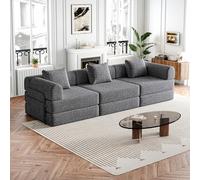 YAIXBNG Divano letto in ciniglia 2 in 1 con vano portaoggetti nel bracciolo, tre telai in metallo e diverse opzioni di configurazione.