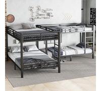 YAIXBNG Letto in ferro a castello, scala a tre livelli, stabile rete a doghe, configurazione più letto, letto in diverse dimensioni, ferro nero, 90 x 200 cm e 140 x 200 cm