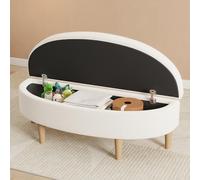 YAIXBNG Panche imbottite, panche da letto, pouf semicircolare, a forma di panchina per camera da letto, panche per pianoforte, panche per sala da pranzo con vano portaoggetti, gambe in legno, finto