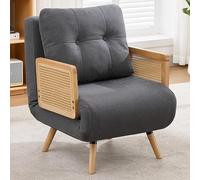 YAIXBNG Poltrona letto 3 in 1 con funzione letto, poltrona relax pieghevole e letto per gli ospiti, poltrona lounge imbottita con schienale regolabile in 5 posizioni e braccioli in rattan, grigio