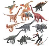 YAJIMAOY Mini Dinosauri Giocattolo, 12 Pezzi Piccole Figure di Dinosauro Giocattolo per Bambini, Realistico Figure di Dinosauri, Giocattoli Dinosauri in Plastica, Regalo per Bambini Ragazzi Ragazze