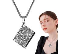 Yajimsa Collana Religiosa | Collana con Pendente della Sacra Bibbia da Donna - Collana con Pendente a Croce con Libro della Sacra Bibbia apribile Preghiera delle Scritture cristiane