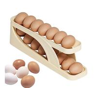 Yajimsa Porta Uova da Frigo, Rotazione Automatica Portauova Frigorifero in Plastica, Uova Contenitori Frigorifero Salvaspazio, Bianco 2 Livelli per Cucina Casa 15 Uova