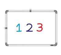 YAJNAS Lavagna bianca non magnetica con cornice in alluminio resistente da 50 cm con lavagna piccola in ardesia (confezione da 1)