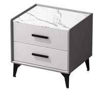 Yajuer Comodino Bianco, Comodino Alto con Cassetti, Comodino Moderno, Comodino In Legno, Tavolino Laterale per Camere Da Letto E Piccoli Spazi(Grayish,45 * 40 * 49cm)