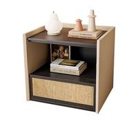 Yajuer Comodino, Comodino con Cassetto E Ripiano Aperto, Comodino Moderno, Comodino In Legno per Mobili In Legno per Camera Da Letto E Soggiorno(Walnut,40 * 40 * 48cm)