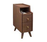 Yajuer Comodino, Comodino In Legno con Gambe In Legno Massello, Piccolo Mobiletto Portaoggetti Da Comodino con Base Robusta, Tavolino Stretto per Piccoli Spazi(Walnut,20 * 40 * 50cm)