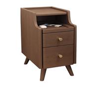 Yajuer Comodino, Comodino In Legno con Gambe In Legno Massello, Piccolo Mobiletto Portaoggetti Da Comodino con Base Robusta, Tavolino Stretto per Piccoli Spazi(Walnut,30 * 40 * 50cm)
