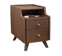 Yajuer Comodino, Comodino In Legno con Gambe In Legno Massello, Piccolo Mobiletto Portaoggetti Da Comodino con Base Robusta, Tavolino Stretto per Piccoli Spazi(Walnut,40 * 40 * 50cm)