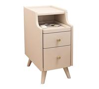 Yajuer Comodino, Comodino In Legno con Gambe In Legno Massello, Piccolo Mobiletto Portaoggetti Da Comodino con Base Robusta, Tavolino Stretto per Piccoli Spazi(White,40 * 40 * 50cm)