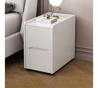Yajuer Comodino, Comodino Moderno con Cassetti, Comodino In Legno, Comodino Stretto Piccolo Comodino per Camera Da Letto(White,25 * 40 * 50)