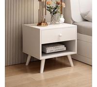 Yajuer Comodino con Contenitore, Comodino con Ripiano Aperto E Cassetto, Comodino per Camera Da Letto, Comodino In Legno per Piccoli Spazi Camera Da Letto(White)