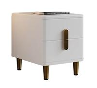 Yajuer Comodino Laterale, Comodino In Legno con 2 Cassetti, Semplice Comodino Portaoggetti per Camera Da Letto Soggiorno Ufficio Bagno(White,40 * 40 * 50cm)