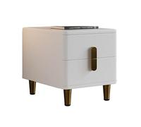 Yajuer Comodino Laterale, Comodino In Legno con 2 Cassetti, Semplice Comodino Portaoggetti per Camera Da Letto Soggiorno Ufficio Bagno(White,50 * 40 * 50cm)