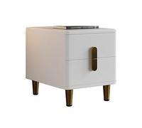 Yajuer Comodino Laterale, Comodino In Legno con 2 Cassetti, Semplice Comodino Portaoggetti per Camera Da Letto Soggiorno Ufficio Bagno(White,45 * 40 * 50cm)