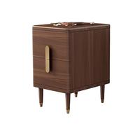 Yajuer Comodino Laterale, Comodino In Legno con 2 Cassetti, Semplice Comodino Portaoggetti per Camera Da Letto Soggiorno Ufficio Bagno(Walnut color,35 * 40 * 50cm)