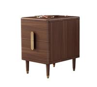 Yajuer Comodino Laterale, Comodino In Legno con 2 Cassetti, Semplice Comodino Portaoggetti per Camera Da Letto Soggiorno Ufficio Bagno(Walnut color,45 * 40 * 50cm)