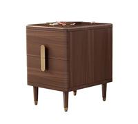 Yajuer Comodino Laterale, Comodino In Legno con 2 Cassetti, Semplice Comodino Portaoggetti per Camera Da Letto Soggiorno Ufficio Bagno(Walnut color,50 * 40 * 50cm)