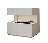 Yajuer Comodino Legno Bianco, Comodino Scanalato con Contenitore Apribile, Comodino con Cassetti E Ripiano Aperto, Comodino Moderno per Camera Da Letto(40 * 40 * 50cm)