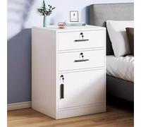 Yajuer Comodino, Moderno Comodino con Cassetto Portaoggetti E Ripiano Aperto In Legno, Comodino In Legno per Soggiorno, Camera Da Letto E Piccoli Spazi(White,44 * 39 * 65cm)