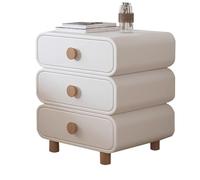 Yajuer Comodino Moderno, Comodino In Legno con Cassetto E Pelle In Microfibra, Comodini Minimalisti, Comodino con Cassetti Multipli per Camera Da Letto(Off-white,35 * 40 * 62cm)
