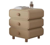 Yajuer Comodino Moderno, Comodino In Legno con Cassetto E Pelle In Microfibra, Comodini Minimalisti, Comodino con Cassetti Multipli per Camera Da Letto(Khaki,50 * 40 * 62cm)