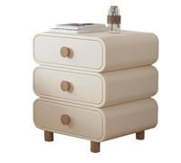 Yajuer Comodino Moderno, Comodino In Legno con Cassetto E Pelle In Microfibra, Comodini Minimalisti, Comodino con Cassetti Multipli per Camera Da Letto(Cream,40 * 40 * 62cm)