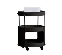 Yajuer Comodino Rotondo, Comodino Moderno con Ruota E Ripiano, Comodino Alto, Piccoli Tavolini Da Caffè per Piccoli Spazi Camera Da Letto Soggiorno(Black)