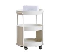 Yajuer Comodino Rotondo, Comodino Moderno con Ruota E Ripiano, Comodino Alto, Piccoli Tavolini Da Caffè per Piccoli Spazi Camera Da Letto Soggiorno(White)