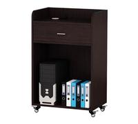 Yajuer Leggio Mobile con Ruote, Supporto per Podio In Legno con Foro per Cavi Riservato, Piattaforma Portatile per Lezioni E Discorsi per Aule E Chiese(Black)