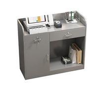 Yajuer Podio In Legno, Leggii E Podi, Supporto per Hostess con Ruote, 2 Ripiani Di Stoccaggio E Cassetti con Serratura, Tavolo Mobile per Sala Conferenze In Ufficio(Gray,80 * 40 * 92cm)
