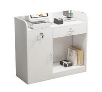 Yajuer Podio In Legno, Leggii E Podi, Supporto per Hostess con Ruote, 2 Ripiani Di Stoccaggio E Cassetti con Serratura, Tavolo Mobile per Sala Conferenze In Ufficio(White,100 * 40 * 92cm)