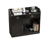 Yajuer Podio In Legno, Leggii E Podi, Supporto per Hostess con Ruote, 2 Ripiani Di Stoccaggio E Cassetti con Serratura, Tavolo Mobile per Sala Conferenze In Ufficio(Black,80 * 40 * 92cm)