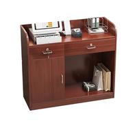 Yajuer Podio In Legno, Leggii E Podi, Supporto per Hostess con Ruote, 2 Ripiani Di Stoccaggio E Cassetti con Serratura, Tavolo Mobile per Sala Conferenze In Ufficio(Red,80 * 40 * 92cm)