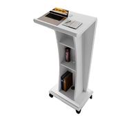 Yajuer Podio In Legno, Podio per Pulpito Della Chiesa, Supporto per Podio Portatile con Ruote E Spazio Di Archiviazione, Leggio per Aule, Banco Reception per Hostess(White)
