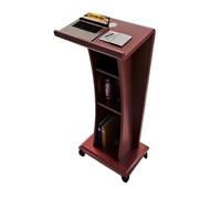 Yajuer Podio In Legno, Podio per Pulpito Della Chiesa, Supporto per Podio Portatile con Ruote E Spazio Di Archiviazione, Leggio per Aule, Banco Reception per Hostess(Red)