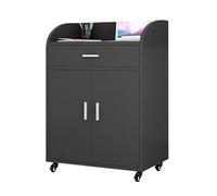 Yajuer Podio Portatile con Ruote Bloccabili, Podio Mobile con Ruote, Podio Per Conferenze In Legno, Scrivania per Reception, Podio Inclinato(Black)