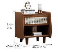 Yajuer Set Di 2 Comodini, Comodini In Rattan con Cassetti, Comodino In Legno con Ripiano Aperto, Comodino Boho per Camera Da Letto con Spazio Piccolo(Black)