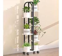 Yajuer Supporto per Piante A 6 Ripiani per Interni Ed Esterni, Scaffale per Piante con Ruote, Grande Espositore per Vasi Multipli per Patio E Ufficio(Warm white)