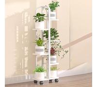 Yajuer Supporto per Piante A 6 Ripiani per Interni Ed Esterni, Scaffale per Piante con Ruote, Grande Espositore per Vasi Multipli per Patio E Ufficio(White)