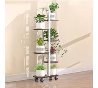 Yajuer Supporto per Piante A 6 Ripiani per Interni Ed Esterni, Scaffale per Piante con Ruote, Grande Espositore per Vasi Multipli per Patio E Ufficio(Dark walnut)