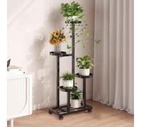 Yajuer Supporto per Piante Da Interno Con Ruote, Supporto Alto In Metallo, Mensola Angolare per Soggiorno, Camera Da Letto E Balcone(Black)