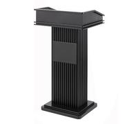 Yajuer Supporto per Podio In Acciaio Inossidabile, Supporto per Leggio per Presentazioni, Leggio In Metallo con Ripiano Portaoggetti, Supporto per Podio Moderno Professionale per Conferenze(Black)