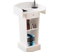 Yajuer Supporto per Podio In Legno, Supporto per Leggio In Legno con Ampio Spazio Di Archiviazione, Podio per Leggio Compatto Da Tavolo, Pulpito per Chiese In Piedi(White)