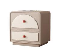 Yajuer Tavolino Moderno, Comodino A 2 Cassetti per Camera Da Letto, Comodini Moderni In Pelle, Tavolino Laterale Piccolo In Stile Crema per Soggiorno Camera Da Letto(Khaki)