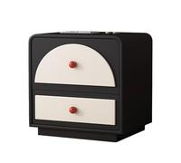 Yajuer Tavolino Moderno, Comodino A 2 Cassetti per Camera Da Letto, Comodini Moderni In Pelle, Tavolino Laterale Piccolo In Stile Crema per Soggiorno Camera Da Letto(Black)