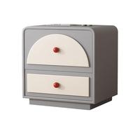 Yajuer Tavolino Moderno, Comodino A 2 Cassetti per Camera Da Letto, Comodini Moderni In Pelle, Tavolino Laterale Piccolo In Stile Crema per Soggiorno Camera Da Letto(Light Gray)