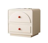 Yajuer Tavolino Moderno, Comodino A 2 Cassetti per Camera Da Letto, Comodini Moderni In Pelle, Tavolino Laterale Piccolo In Stile Crema per Soggiorno Camera Da Letto(White)